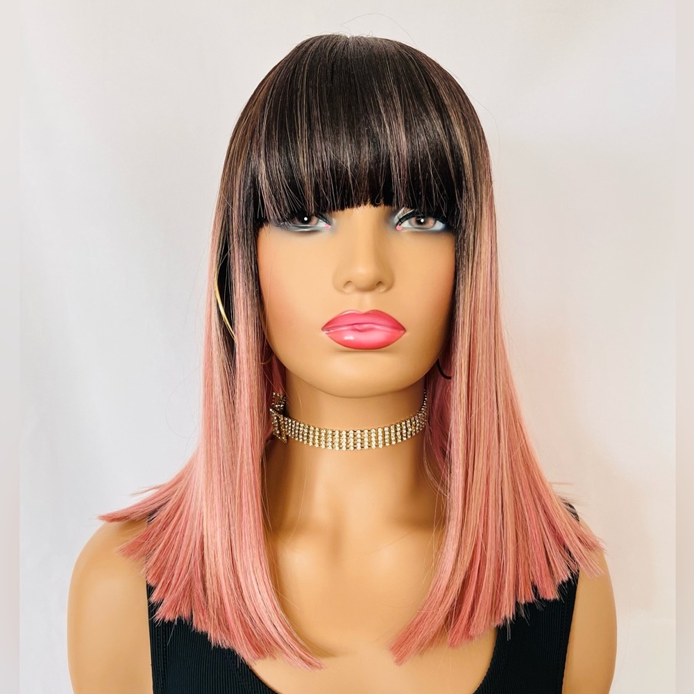 Pretty in Pink is this “Put On & Go” Premium Fibre Wig with Bangs 🎀 - Picture 2 of 11
